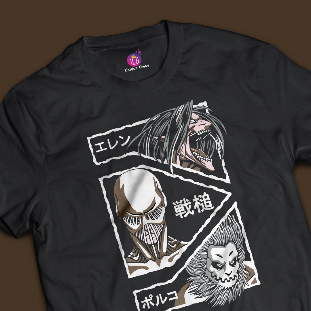 Titans Form Attack On Titan Half Sleeve Unisex Round Neck Anime Tshirt