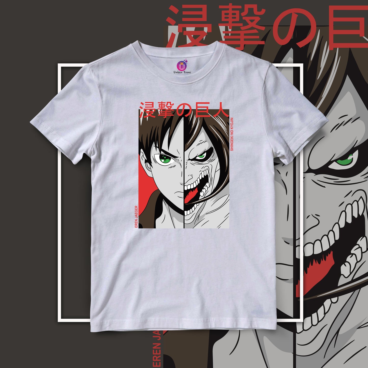 Titan Vs Eren Jaegar Attack Of The Titans Half Sleeve Anime Graphics Unisex Tshirt
