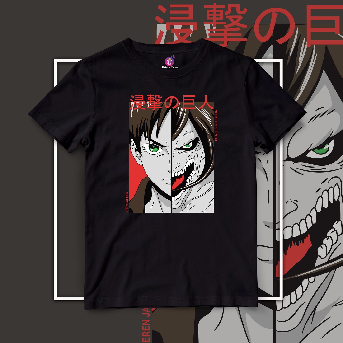 Titan Vs Eren Jaegar Attack Of The Titans Half Sleeve Anime Graphics Unisex Tshirt