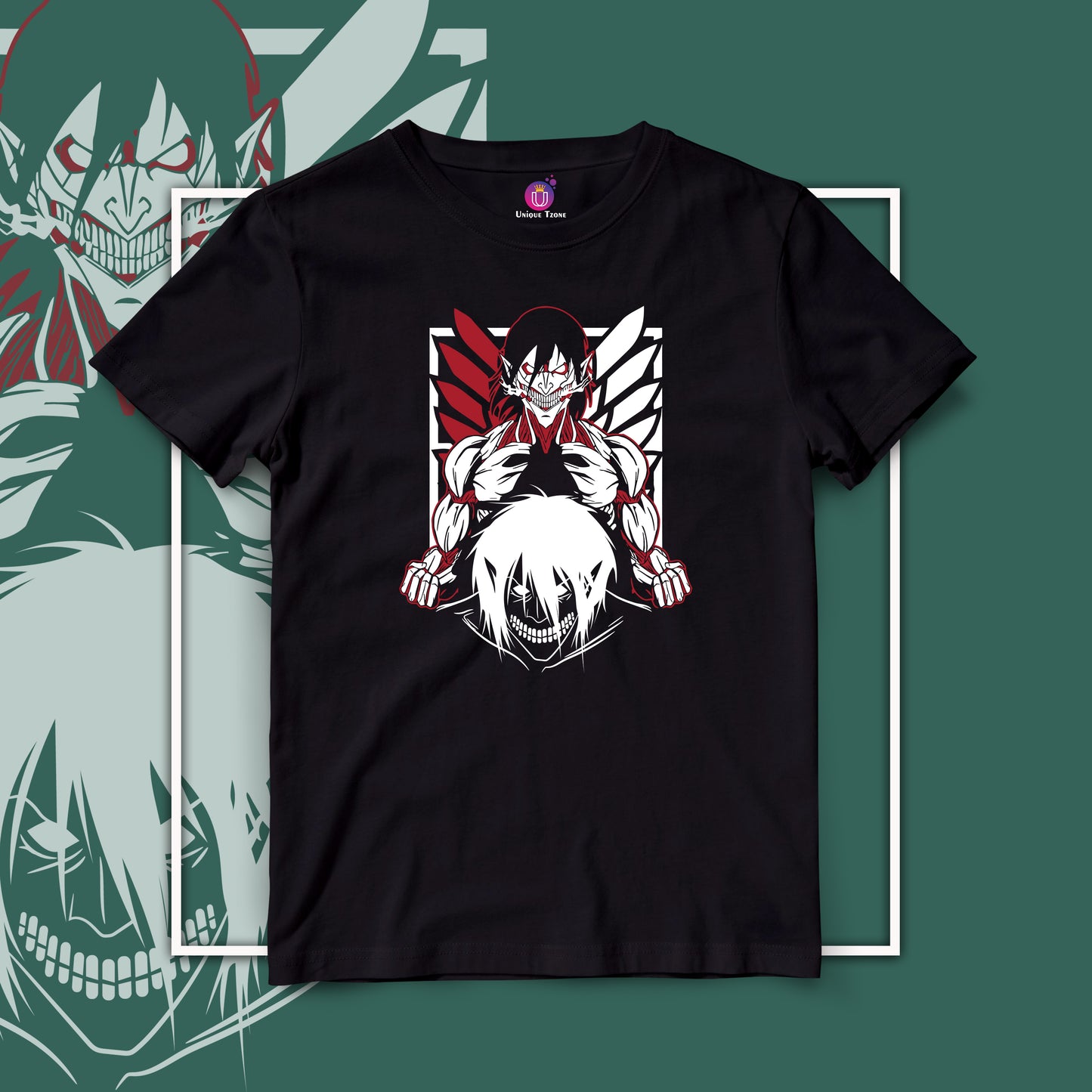 Anime Graphics Attack On The Titan Half Sleeve Unisex Anime Tshirt