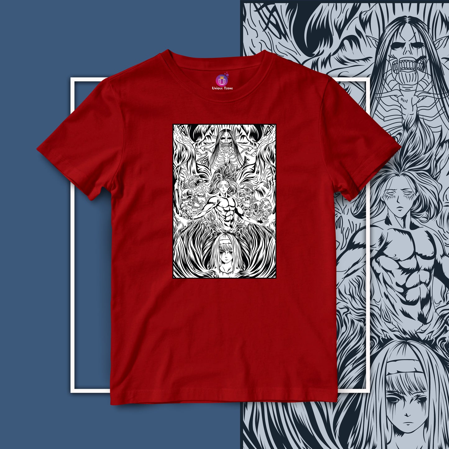 Titans Of Attack Of The Titan Unisex Round Neck Half Sleeve Anime Tshirt