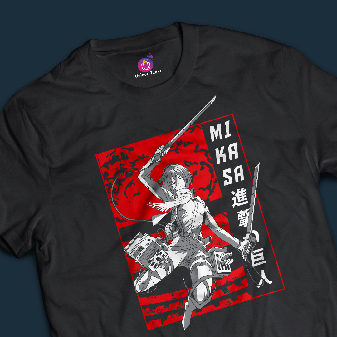 Mikasa Ackerman Attack Of The Titan Round Neck Half Sleeve Unisex Anime Tshirt