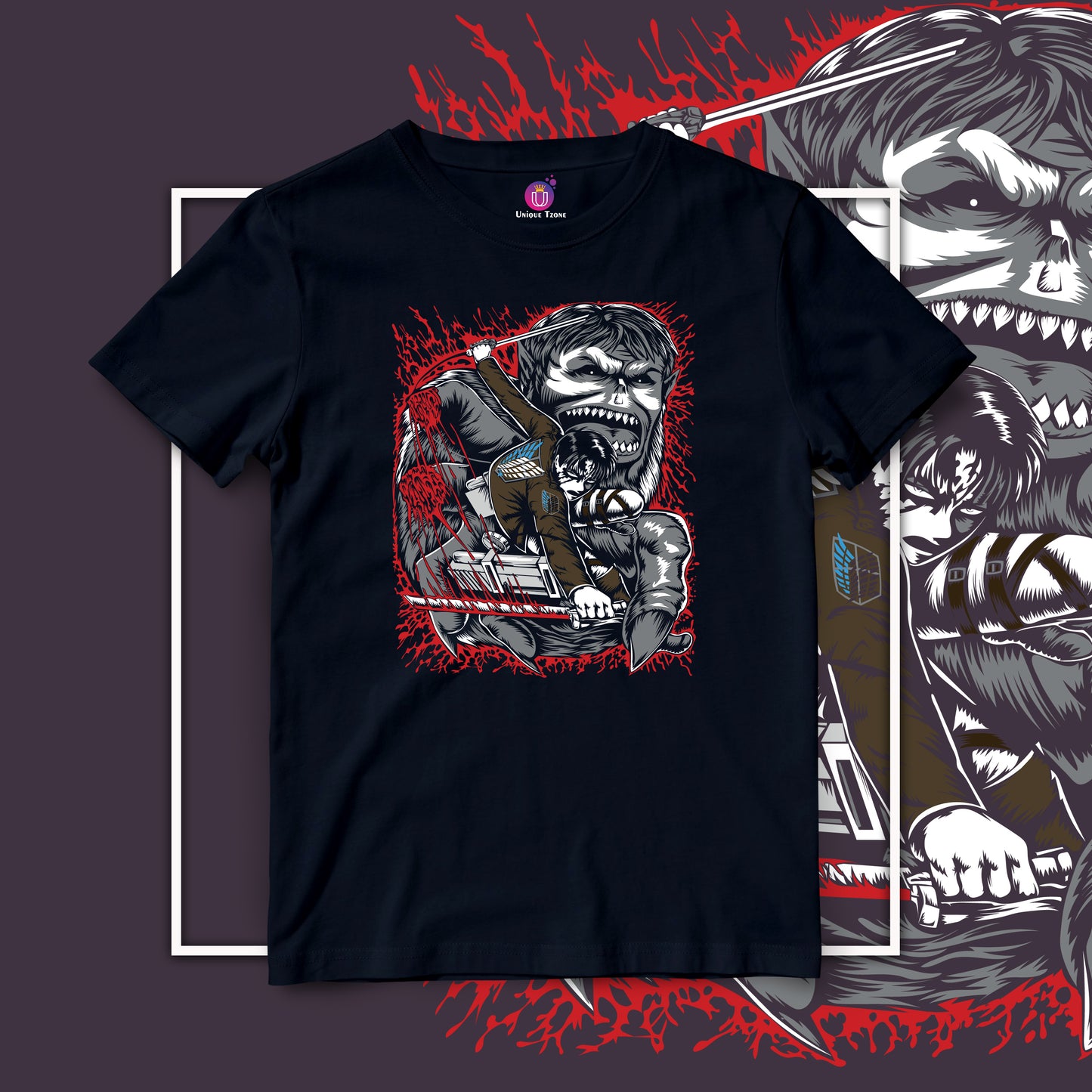 Ackerman Fight Attack On Titan Half Sleeve Unisex Round Neck Anime Tshirt