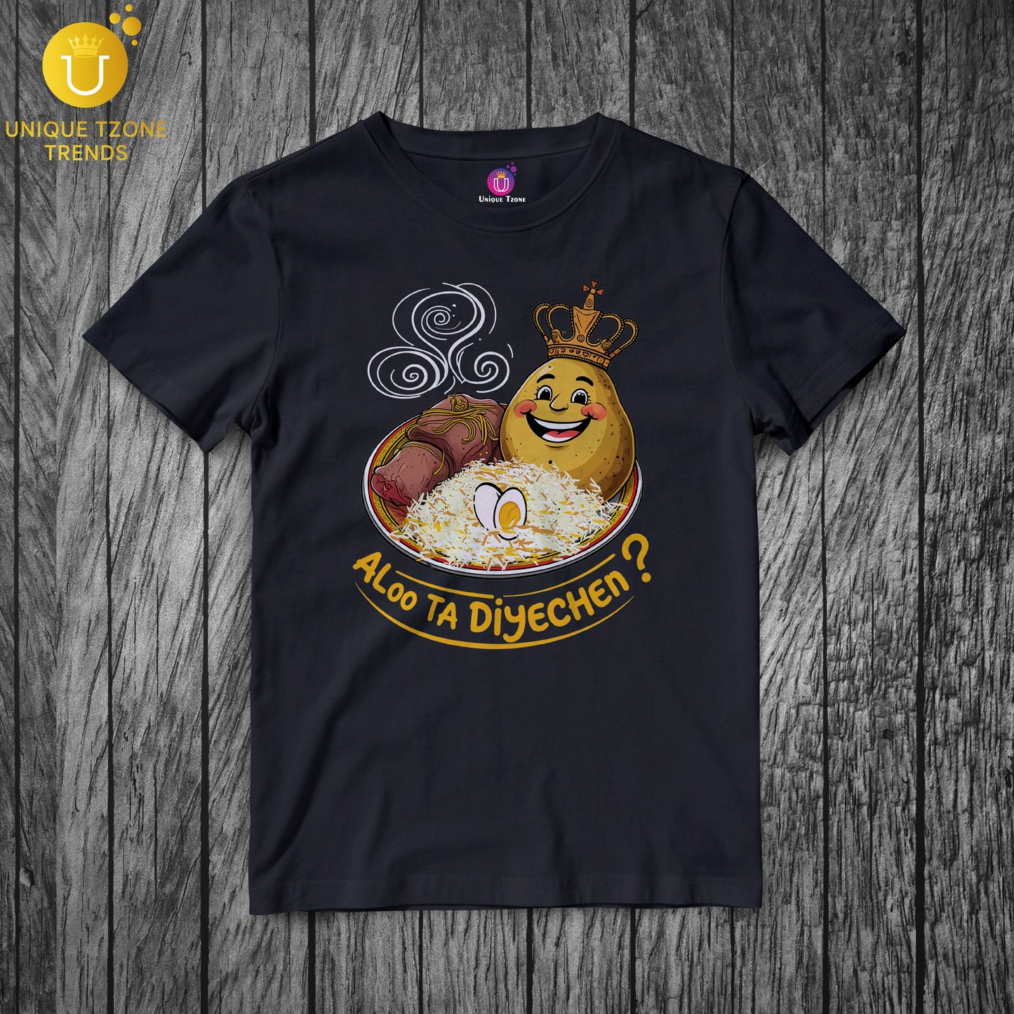 Aloo Ta Diyechen Bengali Graphics Half Sleeve Round Neck Unisex Pure Cotton Tshirt