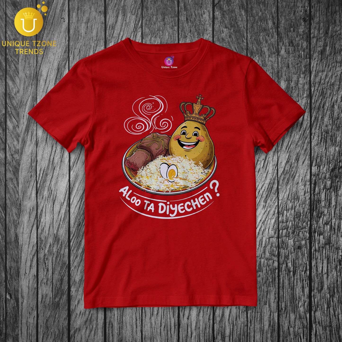 Aloo Ta Diyechen Bengali Graphics Half Sleeve Round Neck Unisex Pure Cotton Tshirt