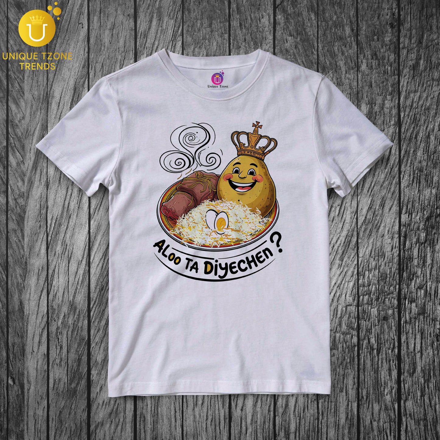 Aloo Ta Diyechen Bengali Graphics Half Sleeve Round Neck Unisex Pure Cotton Tshirt