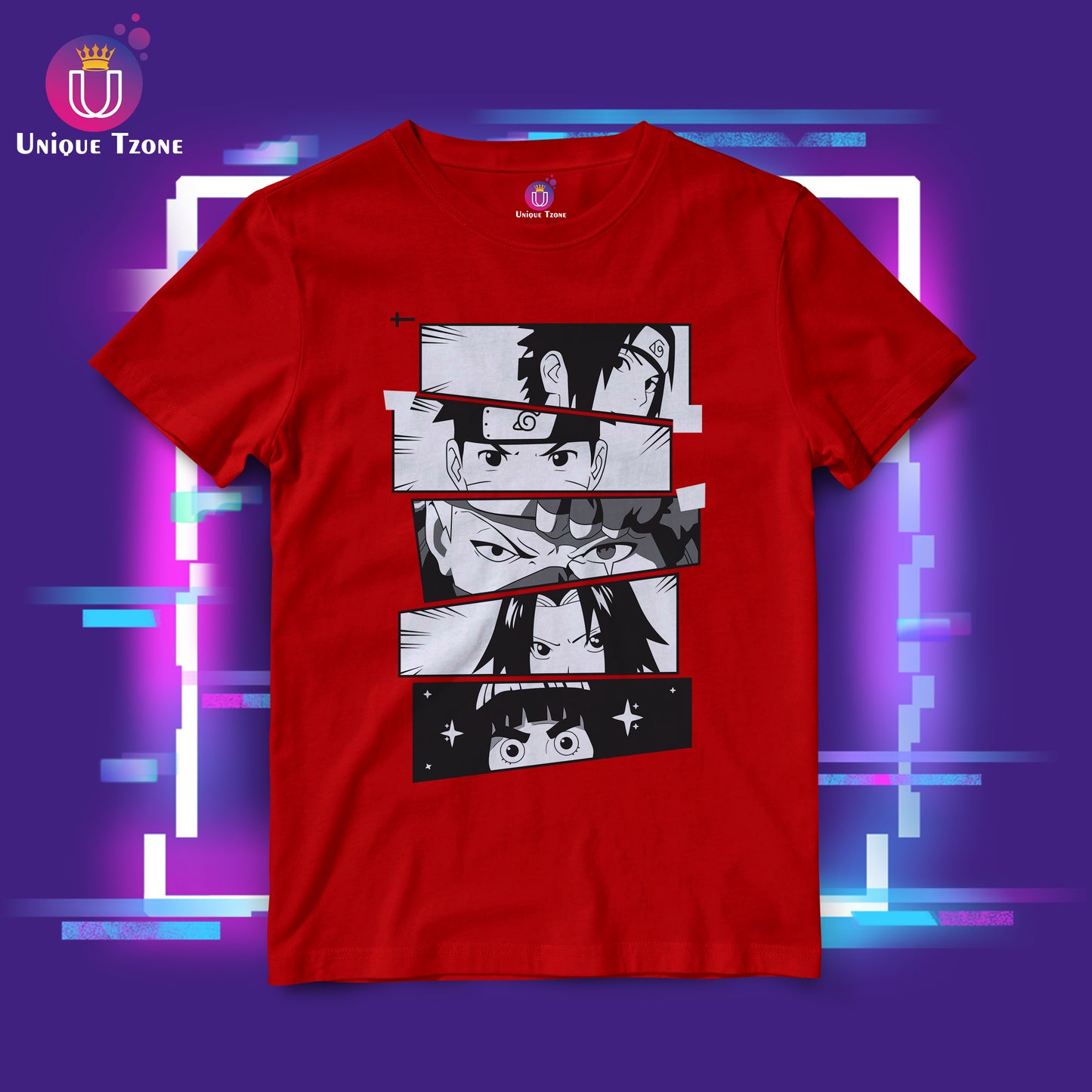 Akatsuki Naruto Anime Graphics Half Sleeve Round Neck Unisex Cotton Tshirt