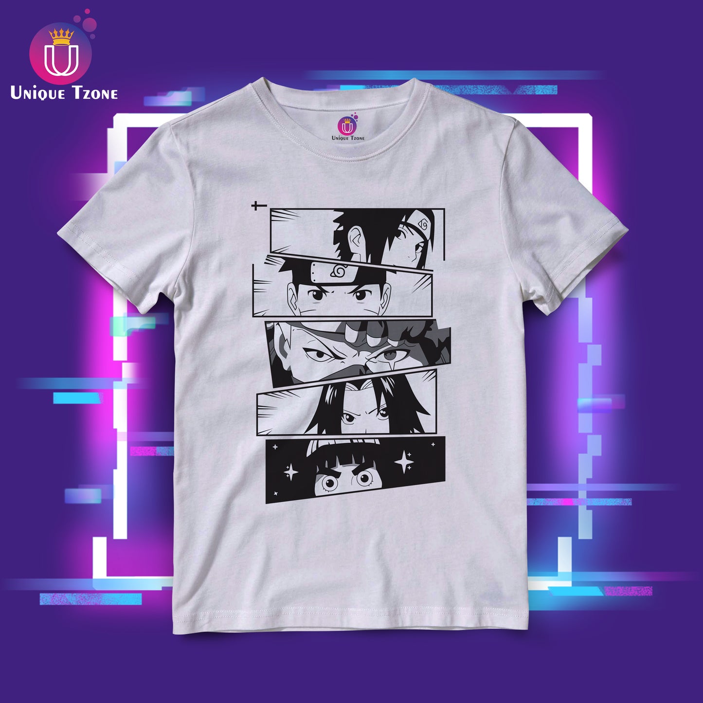 Akatsuki Naruto Anime Graphics Half Sleeve Round Neck Unisex Cotton Tshirt