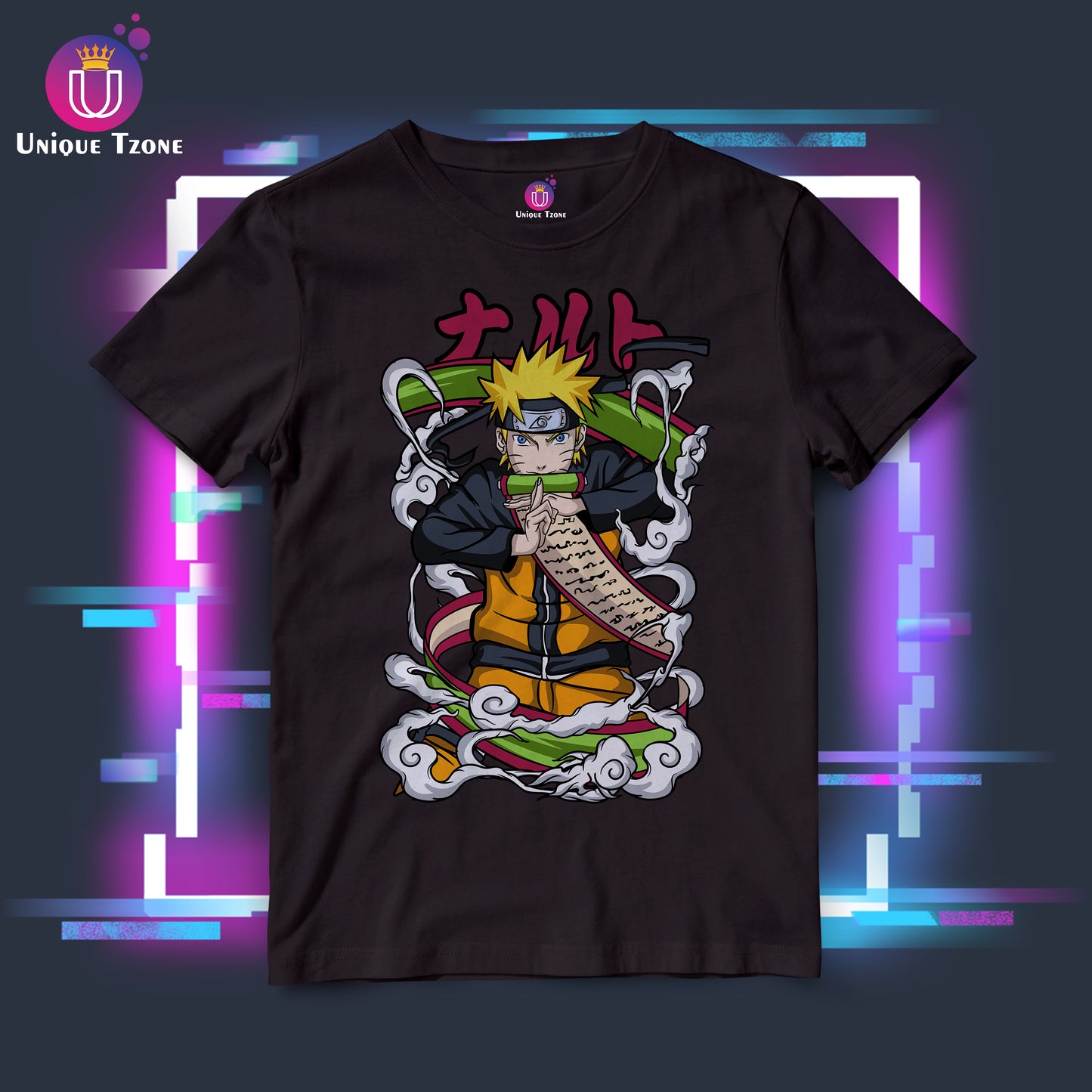Anime Naruto Graphics Round Neck Half Sleeve Unisex Cotton Tshirt