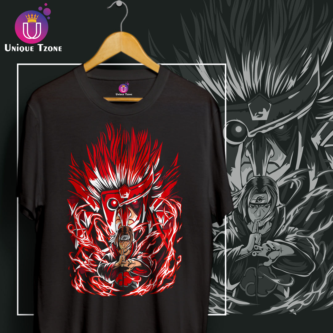Itachi Uchiha Anime Graphics Half Sleeve Round Neck Cotton Tshirt