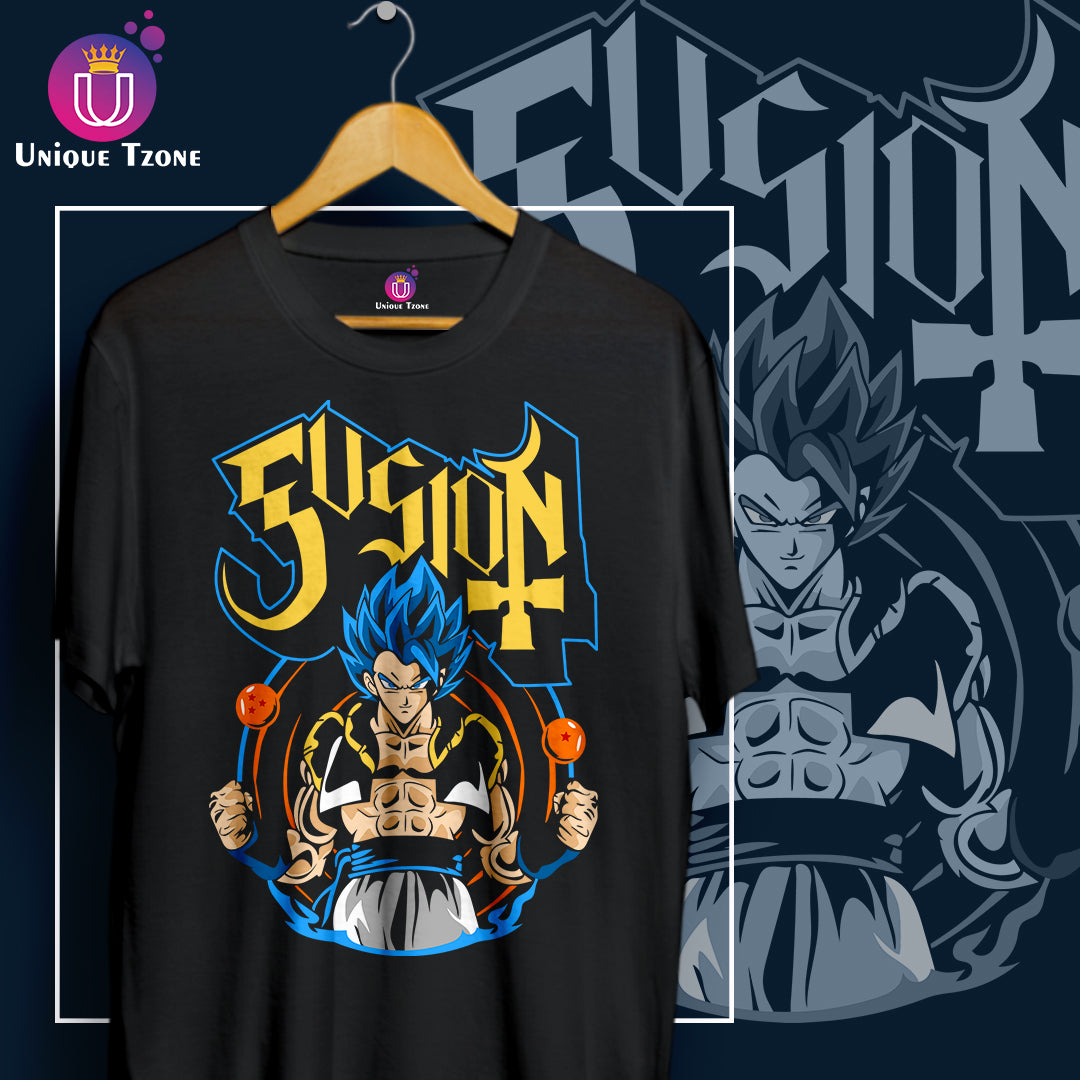 Fusion Anime Graphics Round Neck Half Sleeve Unisex Cotton Tshirt