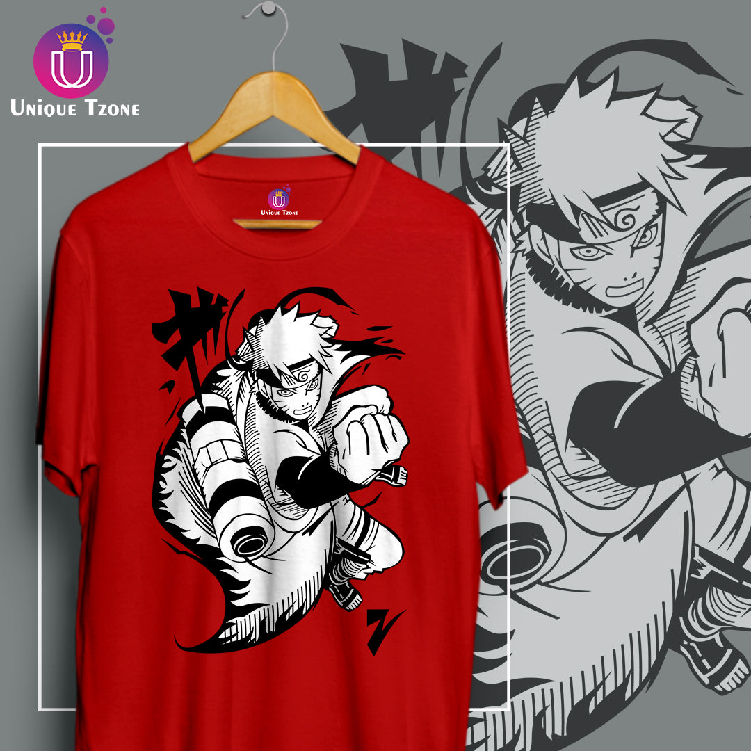 Naruto Anime Graphics Unisex Half Sleeve Round Neck Cotton Tshirt
