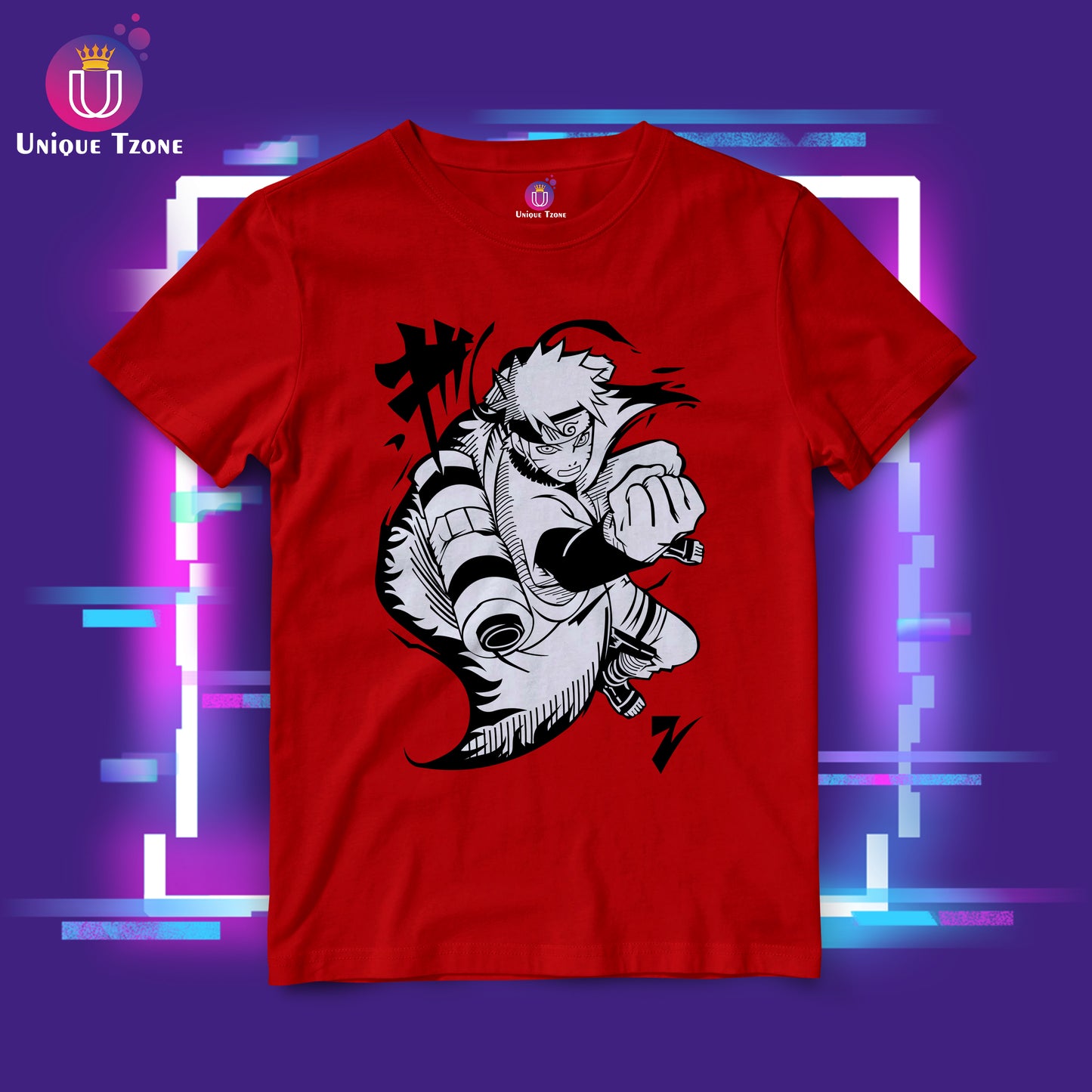 Naruto Anime Graphics Unisex Half Sleeve Round Neck Cotton Tshirt