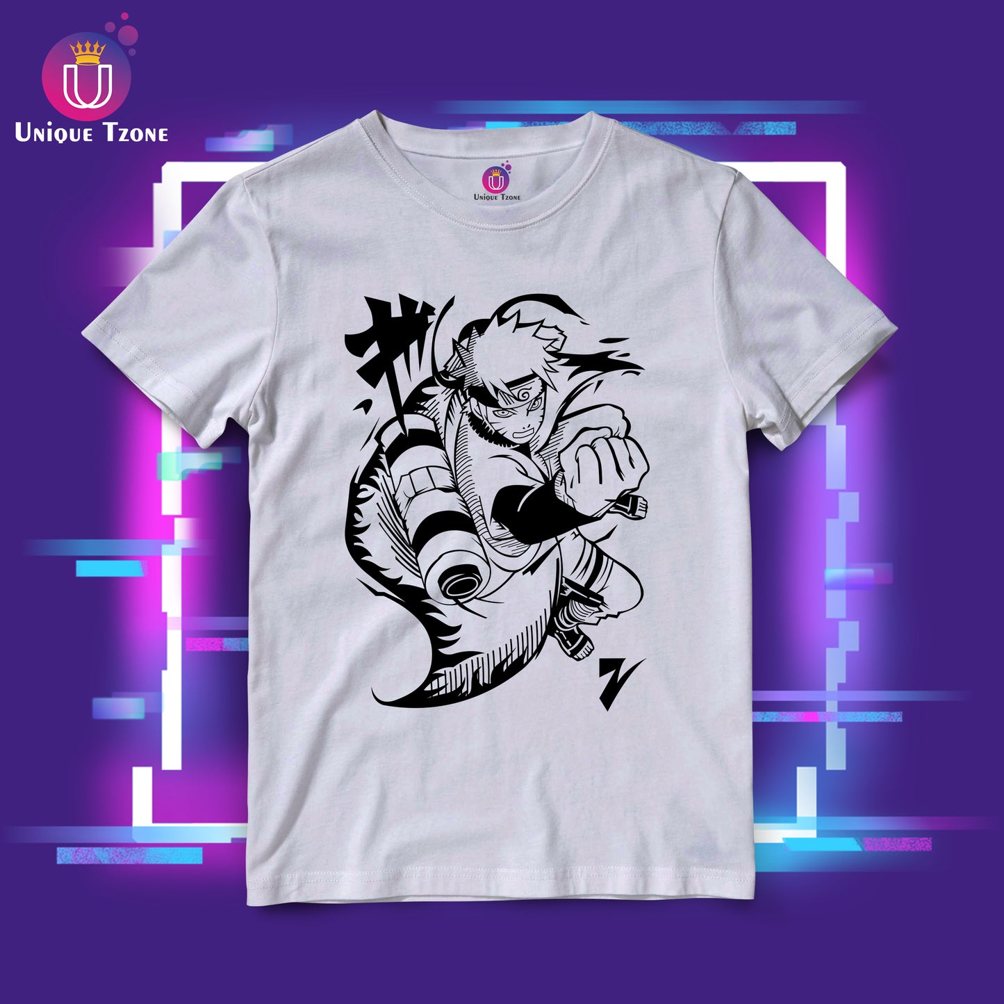 Naruto Anime Graphics Unisex Half Sleeve Round Neck Cotton Tshirt
