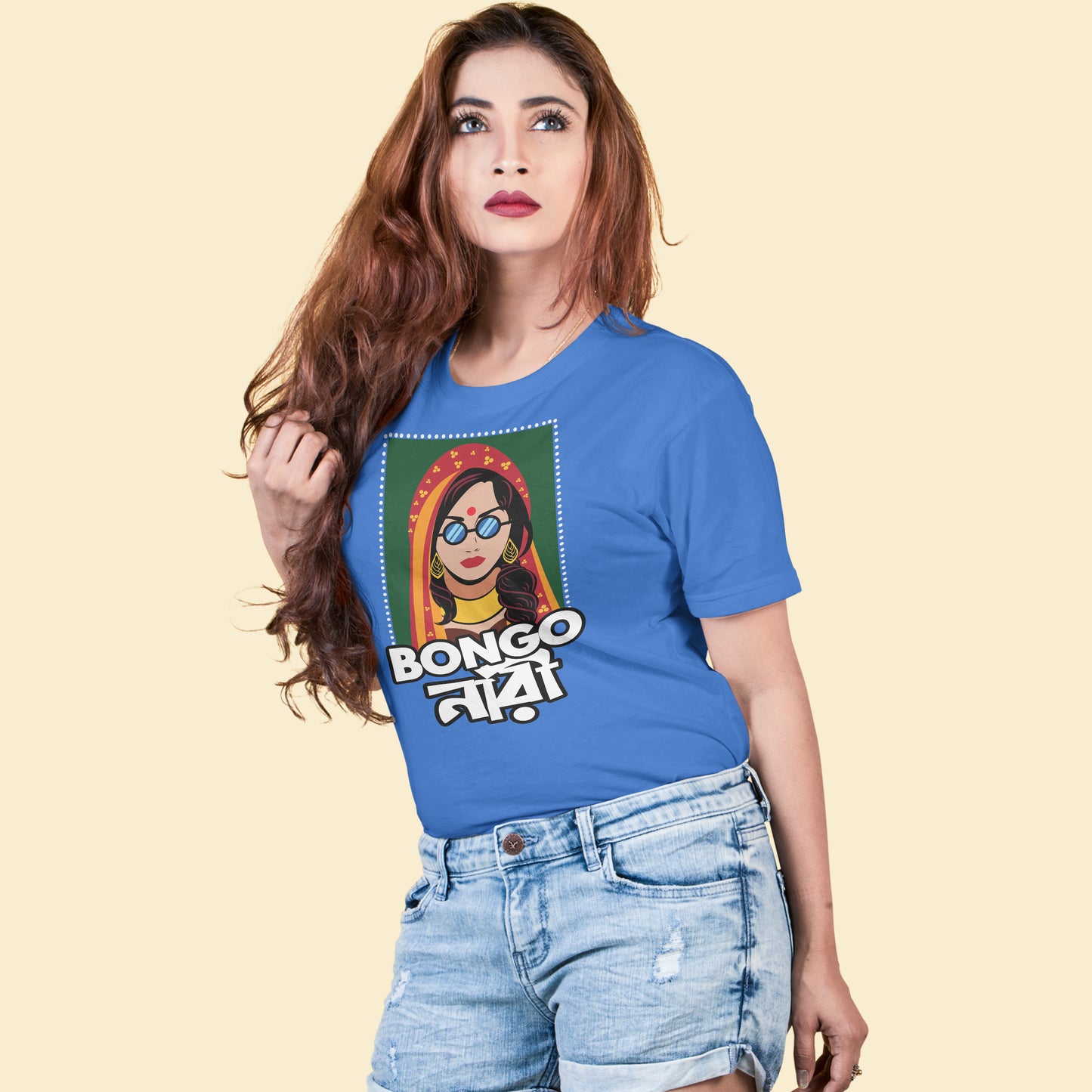 Bongo Nari Bengali Women Half Sleeve Round Neck Pure Cotton Tshirt