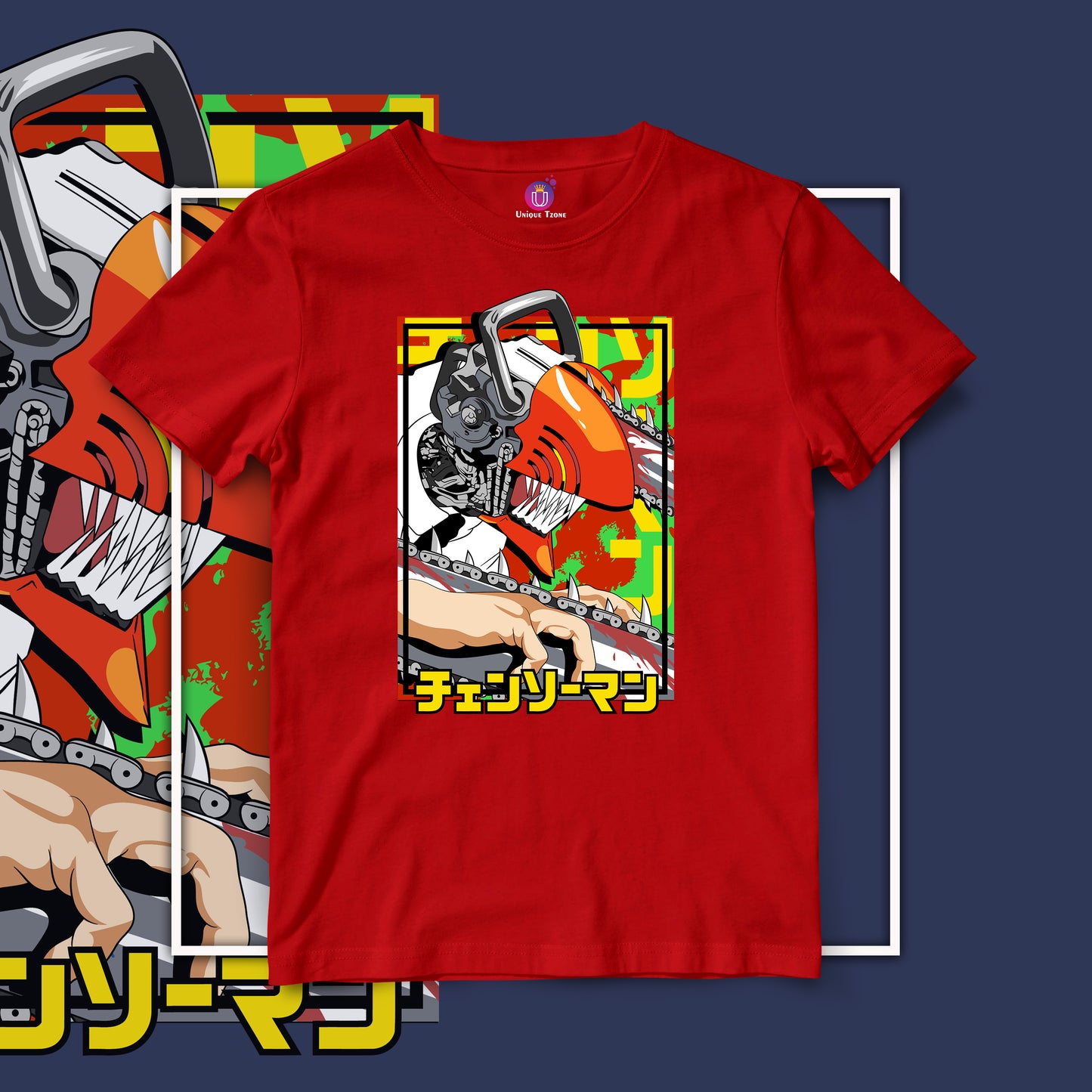 Chainsaw Man Cut Round Neck Half Sleeve Unisex Anime Tshirt
