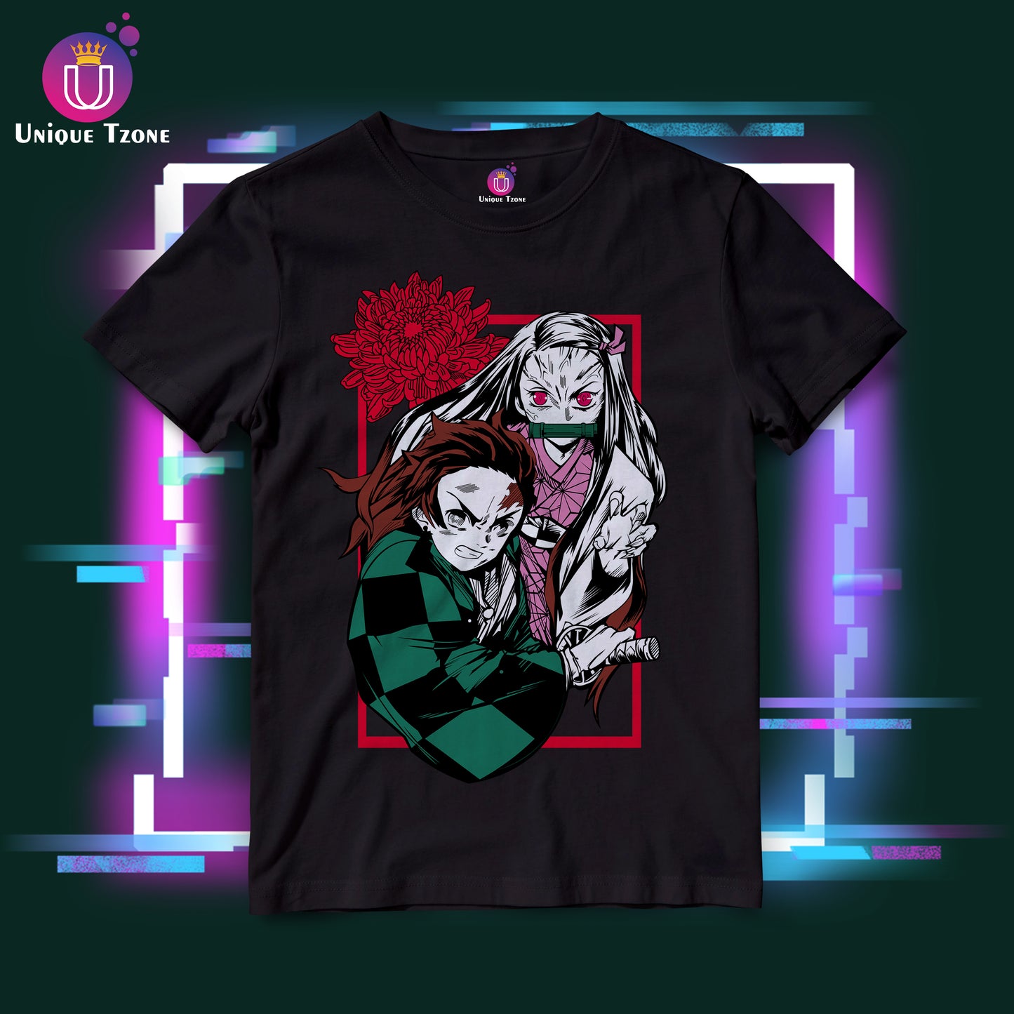 Demon Slyaer : Kimetsu no Yaiba Round Neck Half Sleeve Unisex Cotton Tshirt