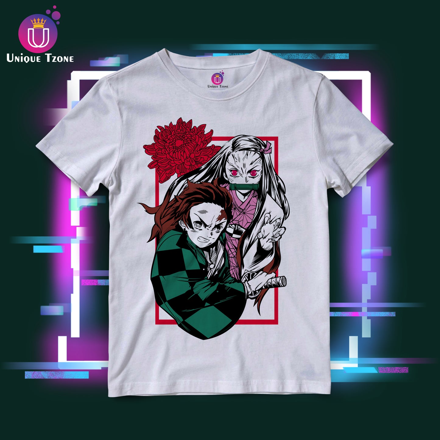 Demon Slyaer : Kimetsu no Yaiba Round Neck Half Sleeve Unisex Cotton Tshirt