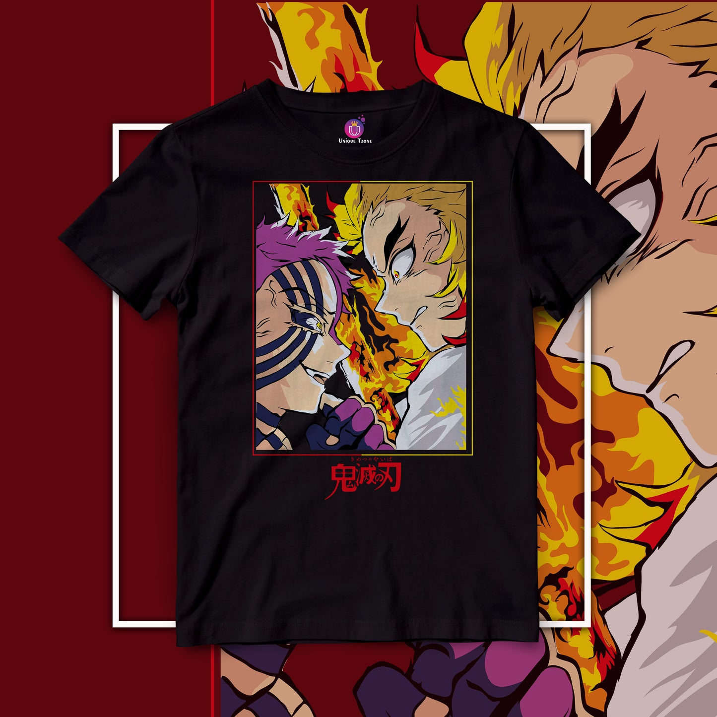 Rengoku vs Akaza Demon Slayer Half Sleeve Unisex Anime Tshirt
