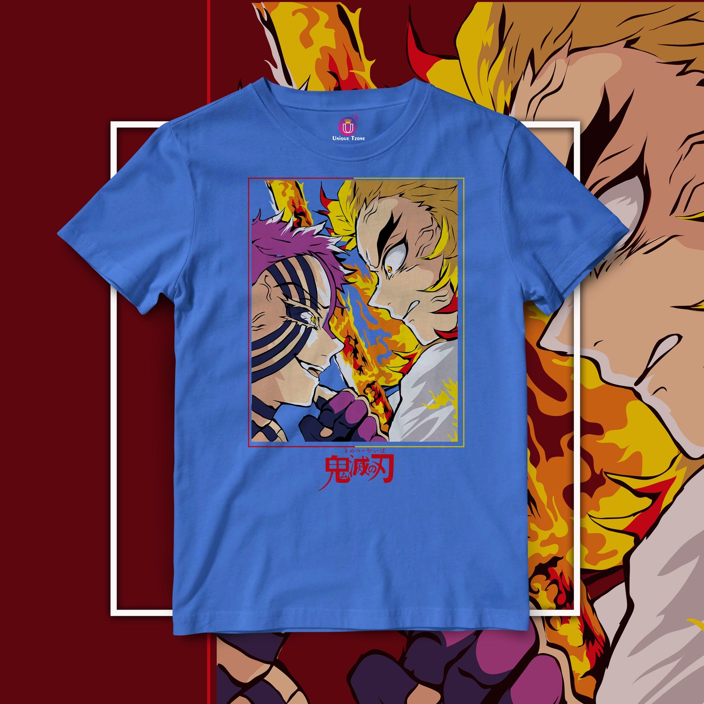 Rengoku vs Akaza Demon Slayer Half Sleeve Unisex Anime Tshirt
