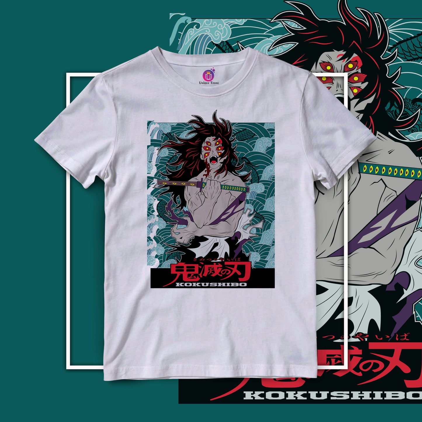 Kokushibo Demon Slayer Half Sleeve Round Neck Unisex Anime Tshirt