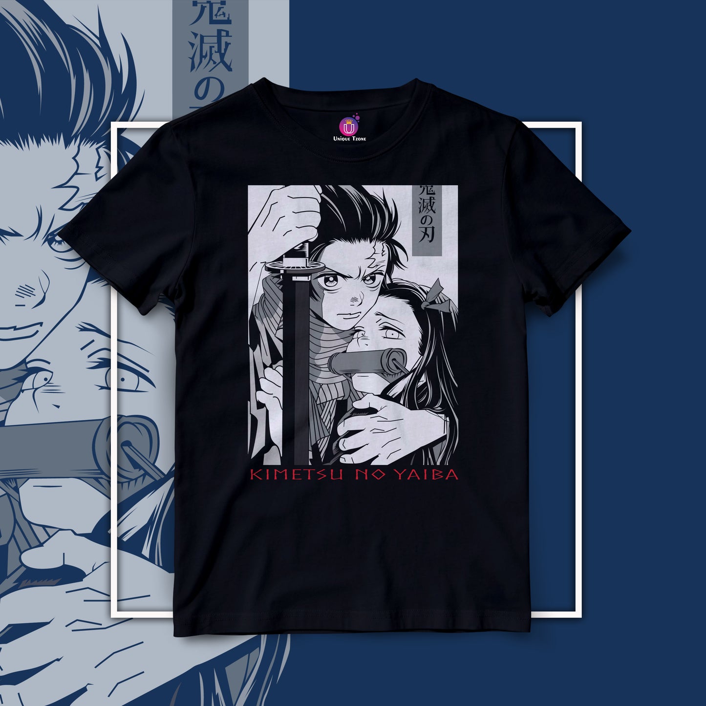 Kamado Siblings Demon Slayer Half Sleeve Round Neck Unisex Pure Cotton Tshirt