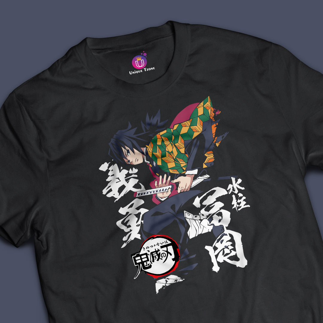 Giyu Tomioka Demon Slayer Half Sleeve Unisex Round Neck Anime Tshirt