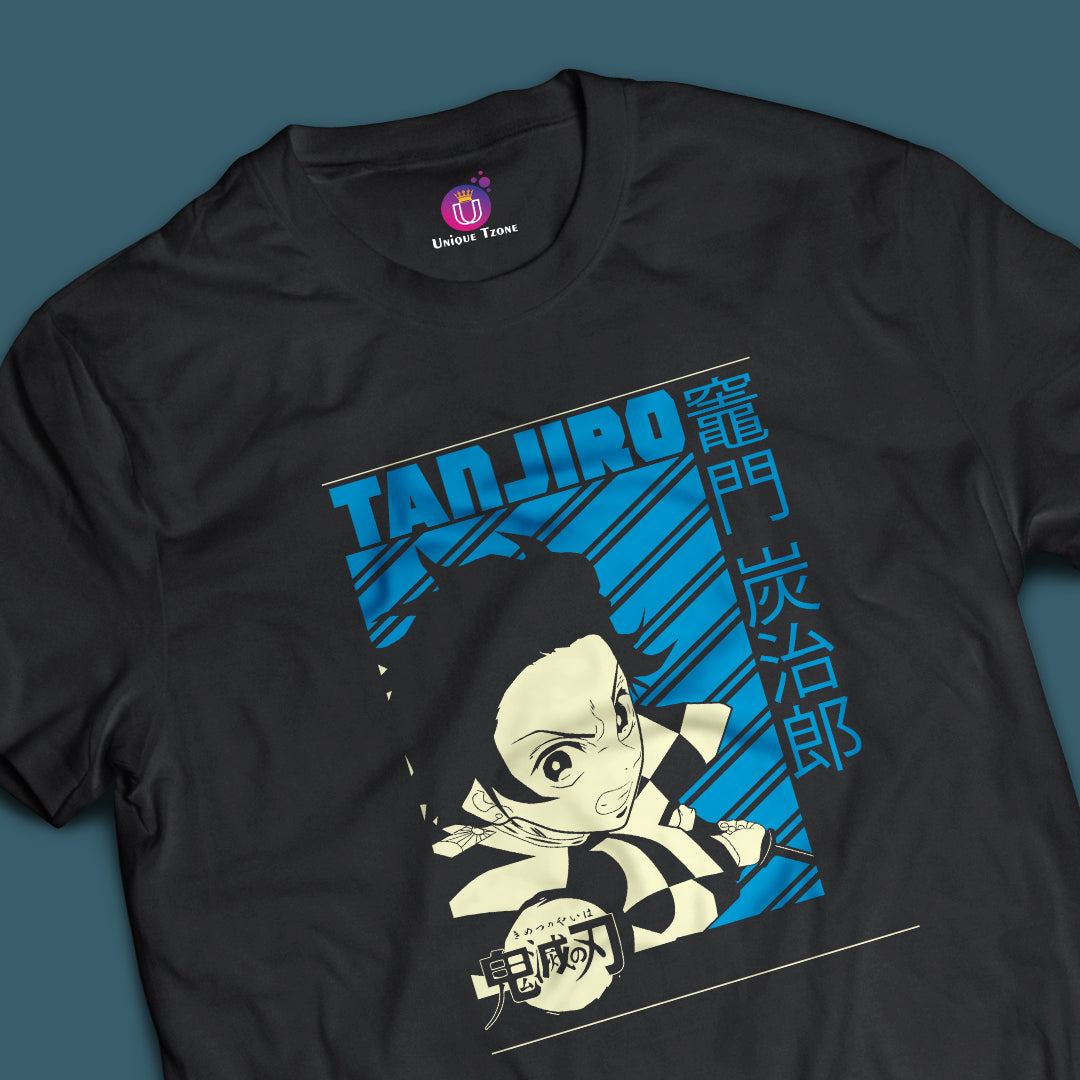 Kamado Tanjiro Demon Hunter Kimetsu No Yaiba Anime Graphics Half Sleeve Round Neck Unisex Tshirt