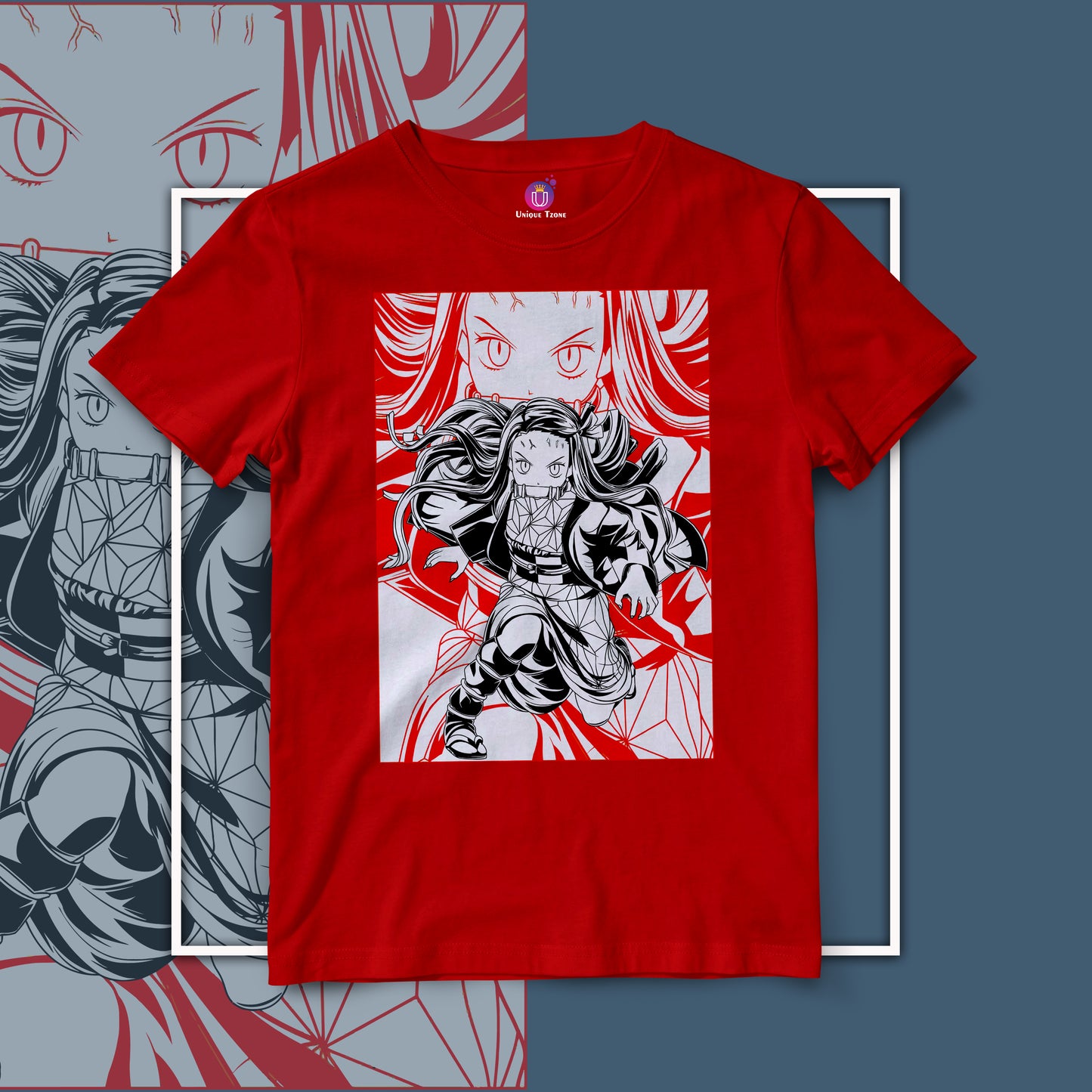 Nezuko Power Demon Slayer Half Sleeve Unisex Anime Graphics Cotton Tshirt