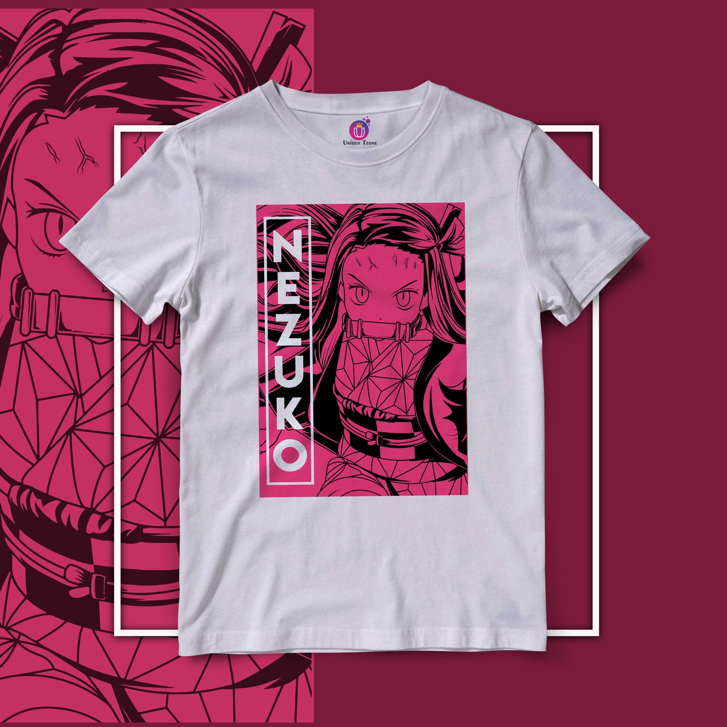Nezuko Kamado Kimetsu No Yaiba Anime Graphics Half Sleeve Unisex Round Neck Cotton Tshirt