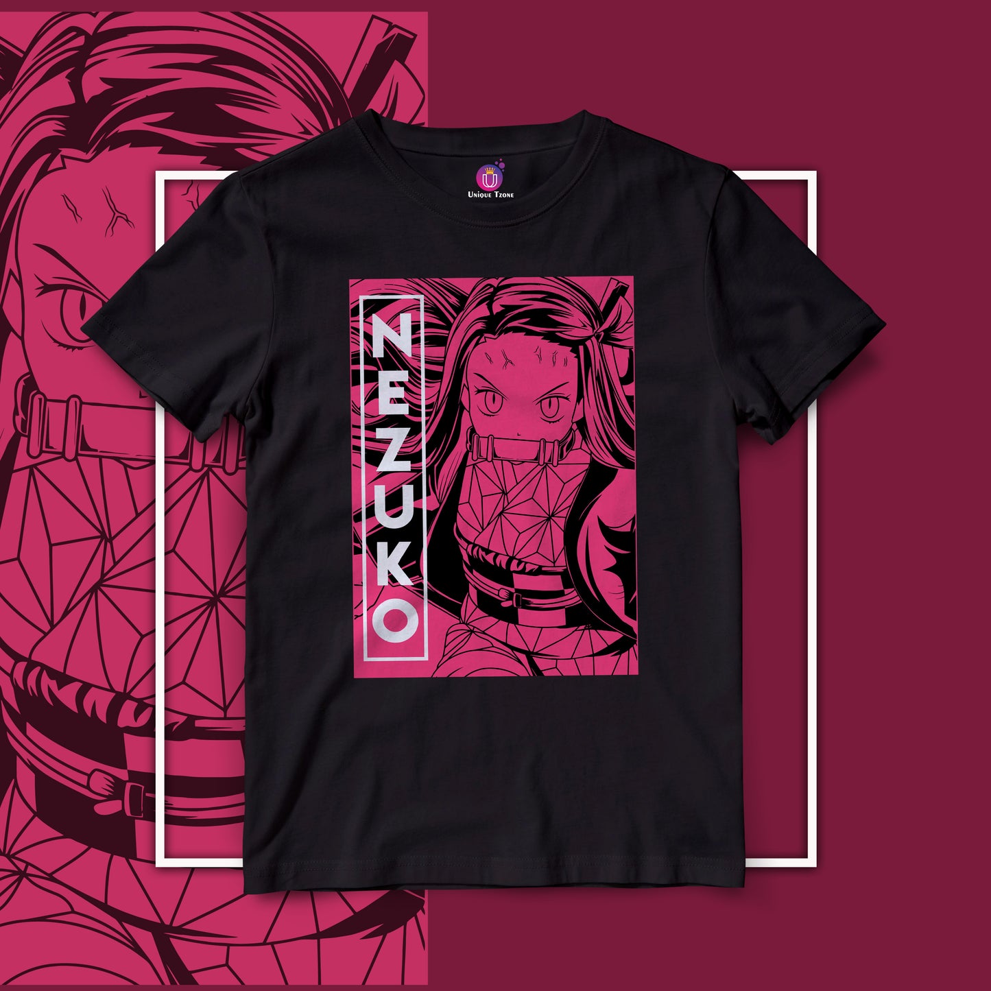 Nezuko Kamado Kimetsu No Yaiba Anime Graphics Half Sleeve Unisex Round Neck Cotton Tshirt