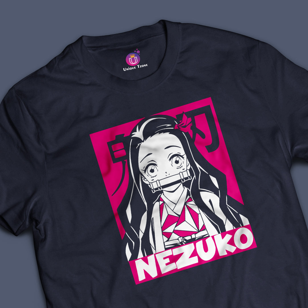 Kamado Nezuko Anime Graphics Half Sleeve Round Neck Unisex Anime Tshirt