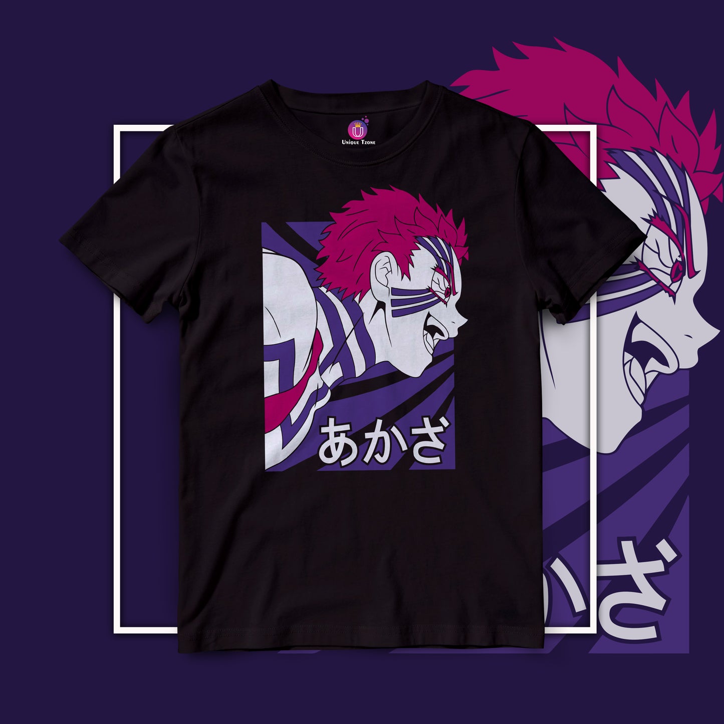 Demon Akaza Demon Slayer Round Neck Half Sleeve Unisex Anime Tshirt