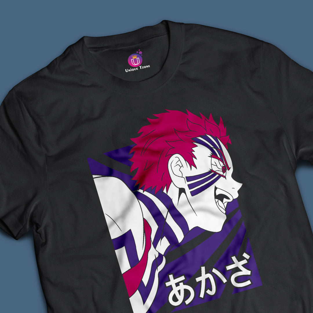 Demon Akaza Demon Slayer Round Neck Half Sleeve Unisex Anime Tshirt