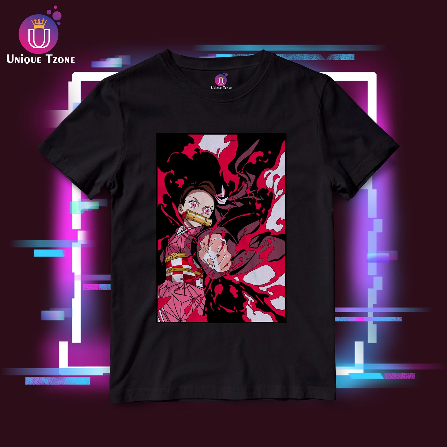 Nezuko Kamado Demon Slayer Round Neck Half Sleeve Unisex Cotton Tshirt