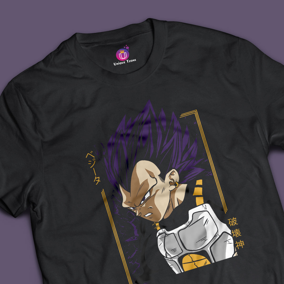 Vegeta Graphics Unisex Round Neck Half Sleeve Cotton Tshirt