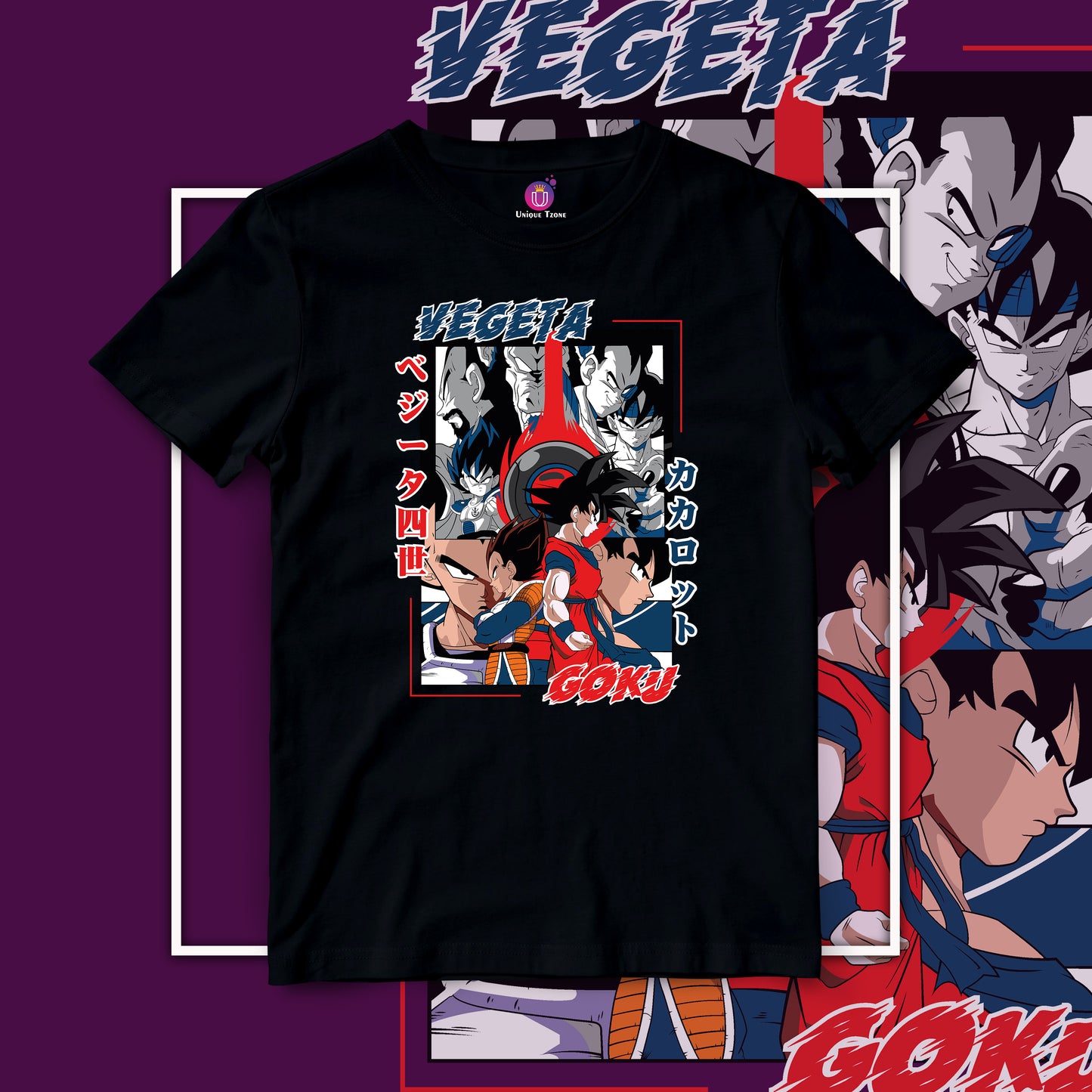Vegeta vs Goku Dragonball Z Anime Graphics Half Sleeve Unisex Tshirt
