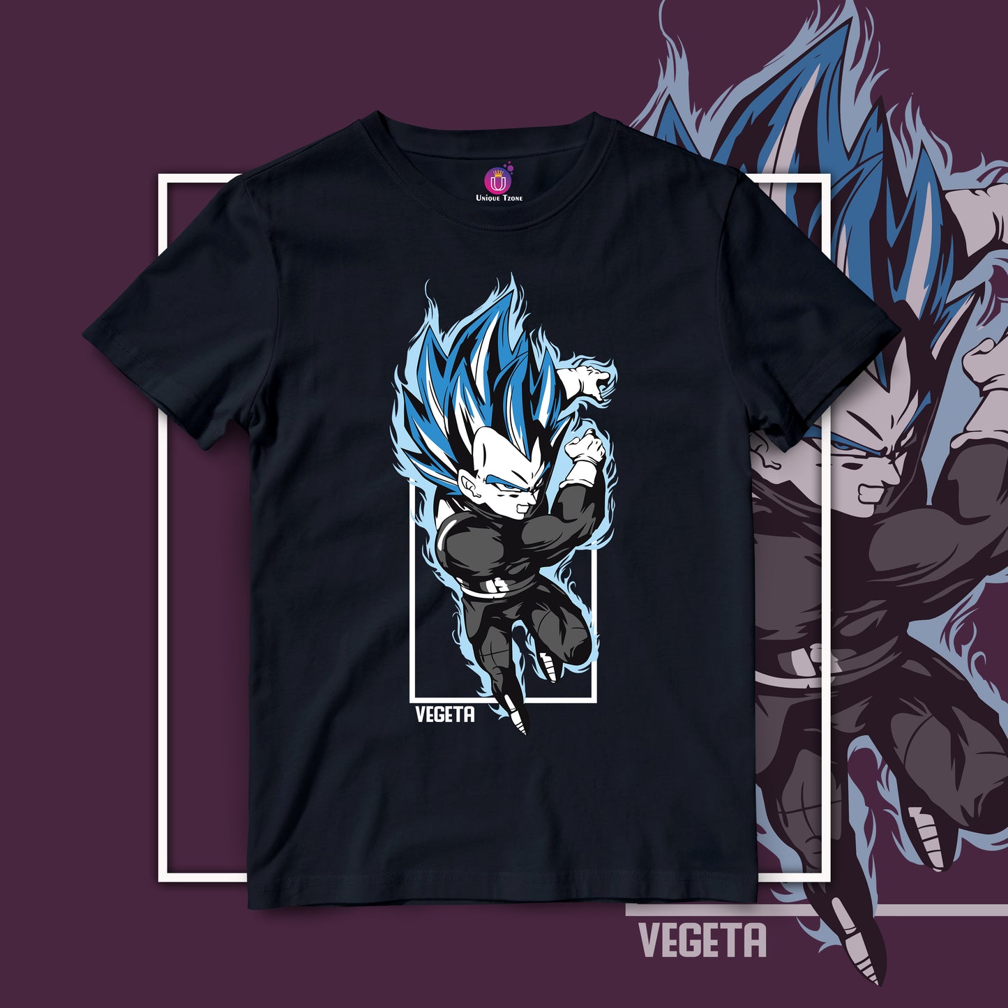 Vegeta Blue Anime Graphics Dragon Ball Z Half Sleeve Unisex Round Neck Cotton Tshirt
