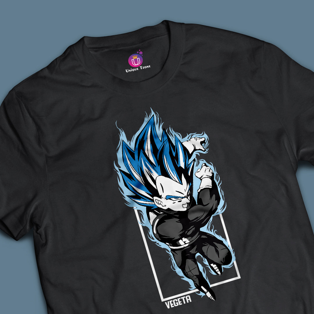 Vegeta Blue Anime Graphics Dragon Ball Z Half Sleeve Unisex Round Neck Cotton Tshirt