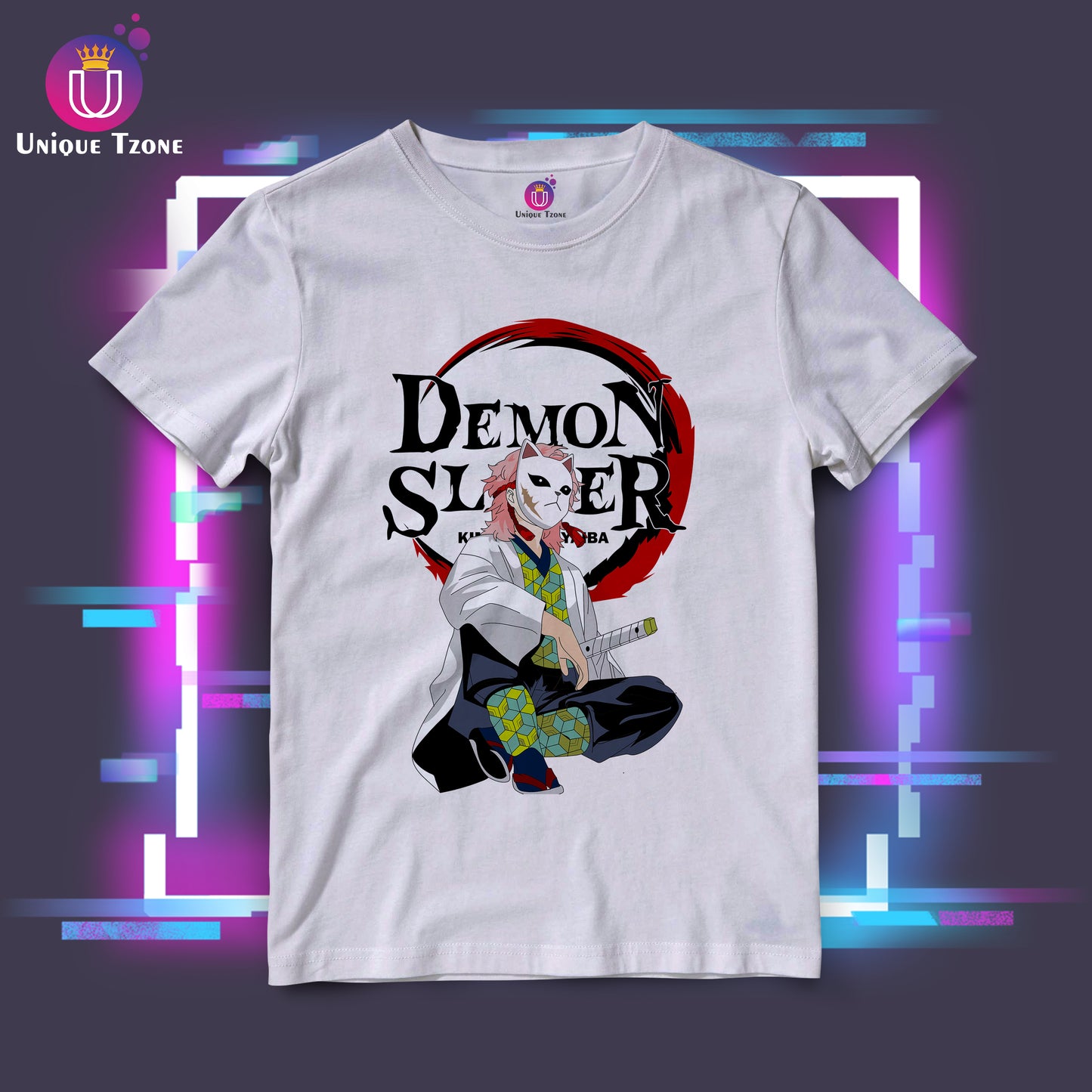 Sabito Kimetsu Demon Slayer Anime Graphics Round Neck Half Sleeve Cotton Tshirt