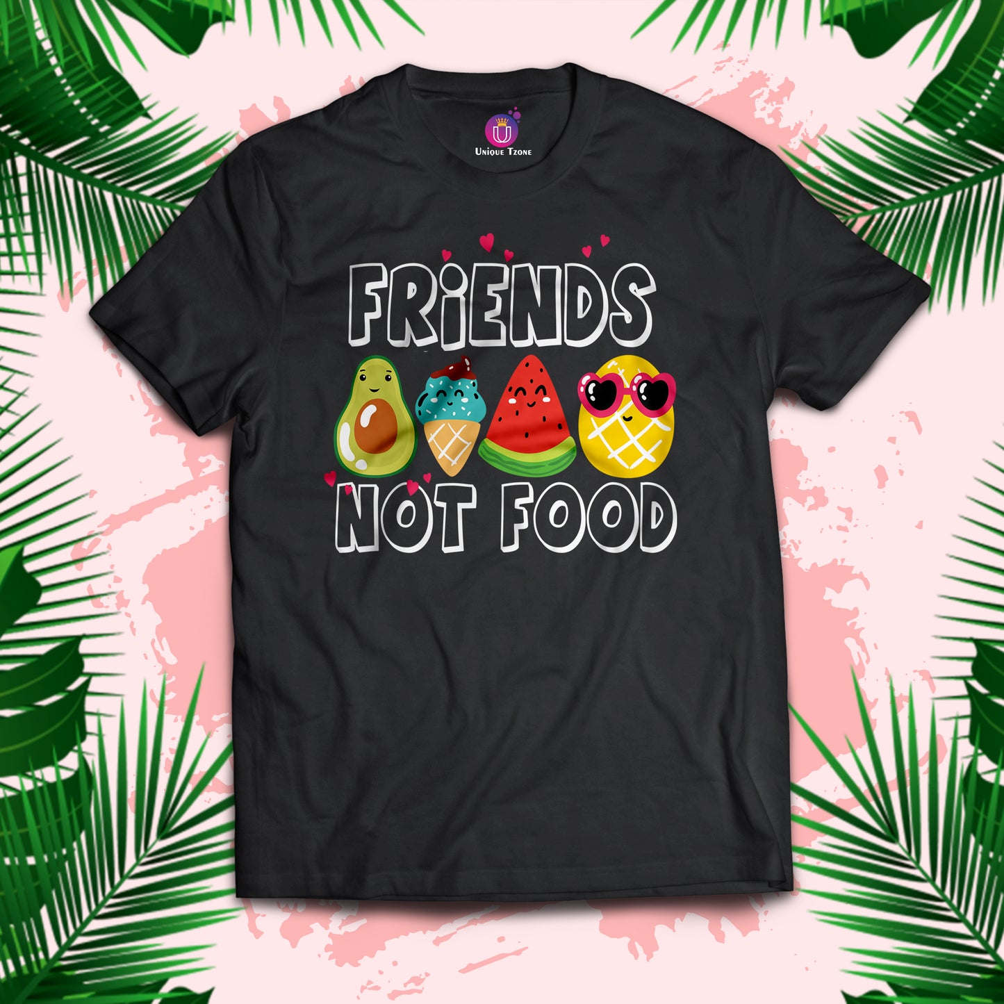 Friends Not Food Round Neck Half Sleeve Women Cotton Tshirt