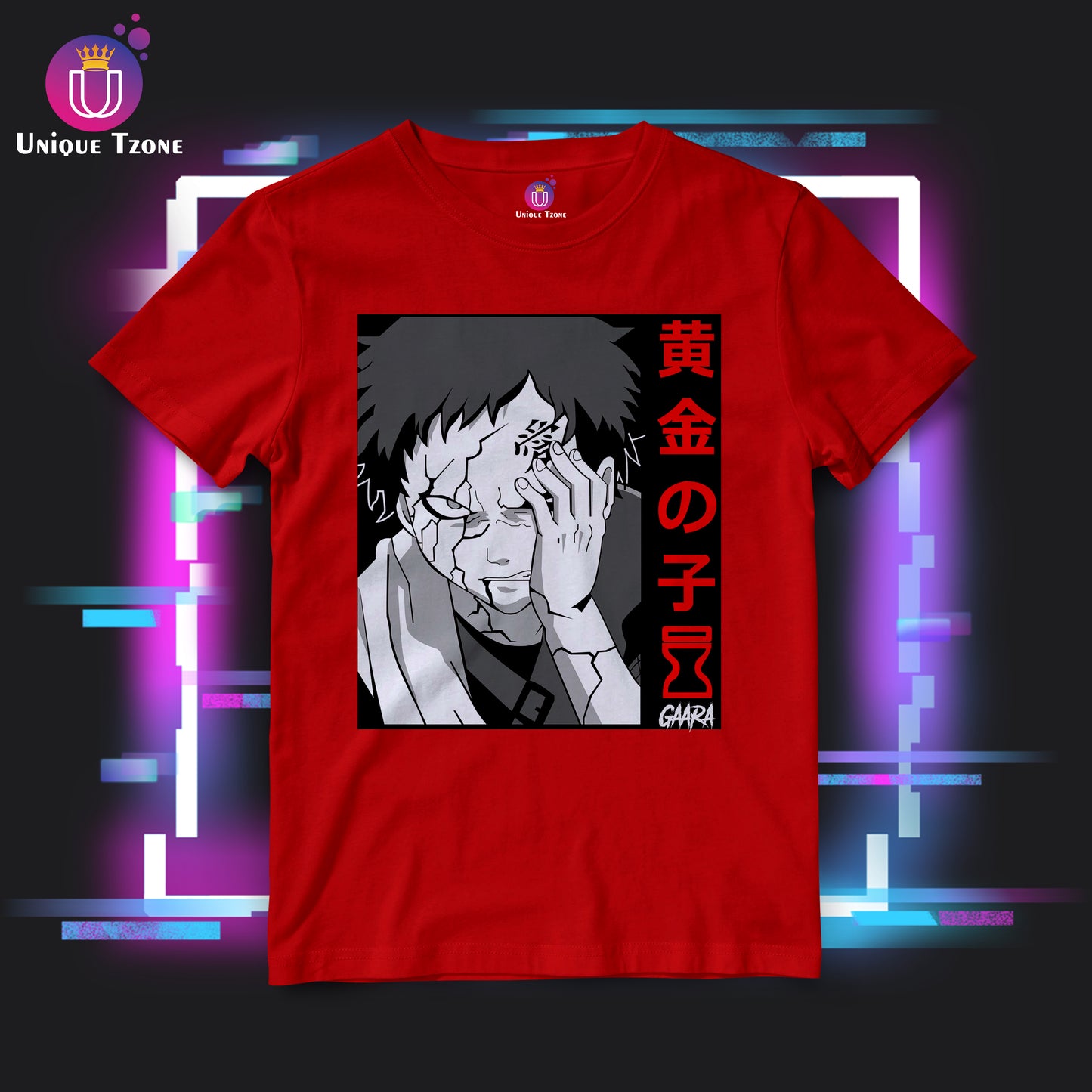Gaara : The Shinobi Of Sunagakure Anime Graphics Round Neck Half Sleeve Unisex Cotton Tshirt