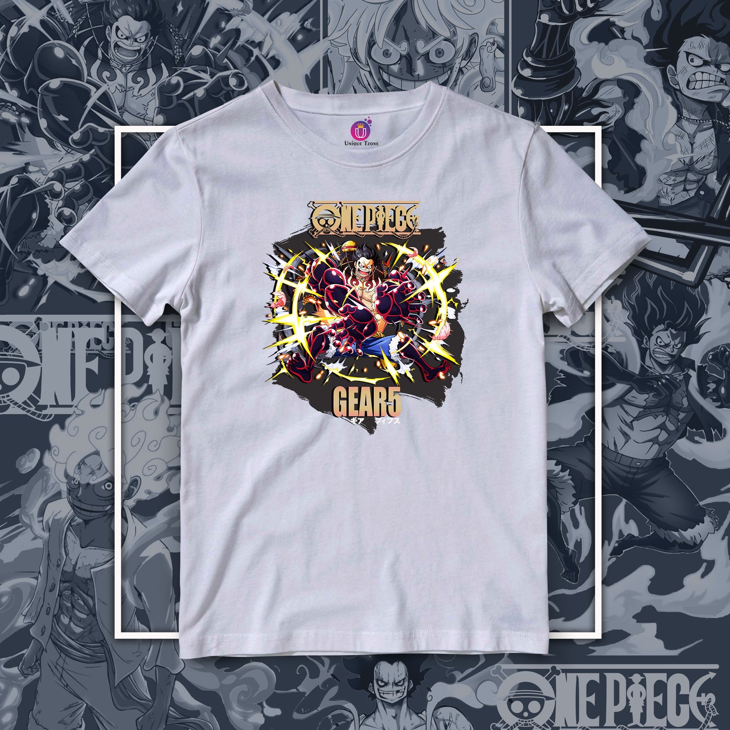 One Piece Action Anime Graphics Half Sleeve Unisex Round Neck Cotton Tshirt