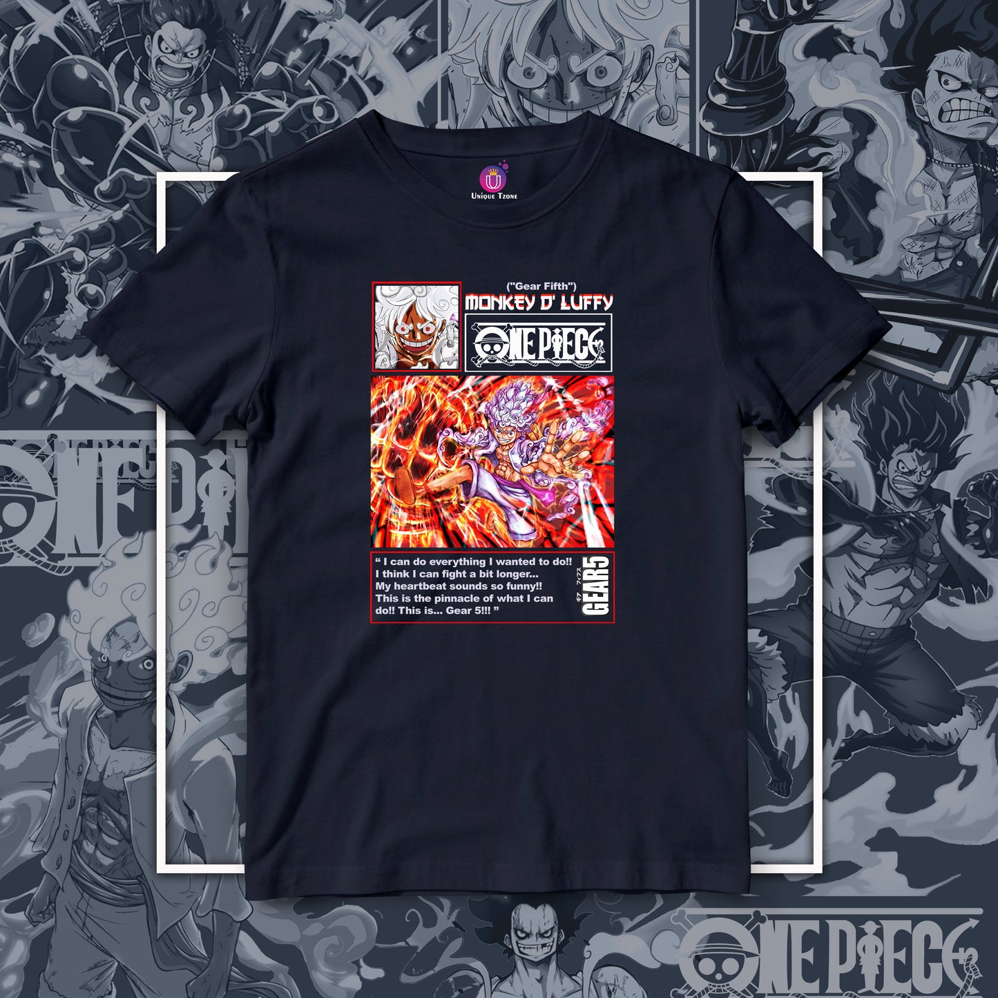 Wanted Pirate Monkey D Luffy Gear 5 Anime Graphics Half Sleeve Round Neck Unisex Cotton Tshirt