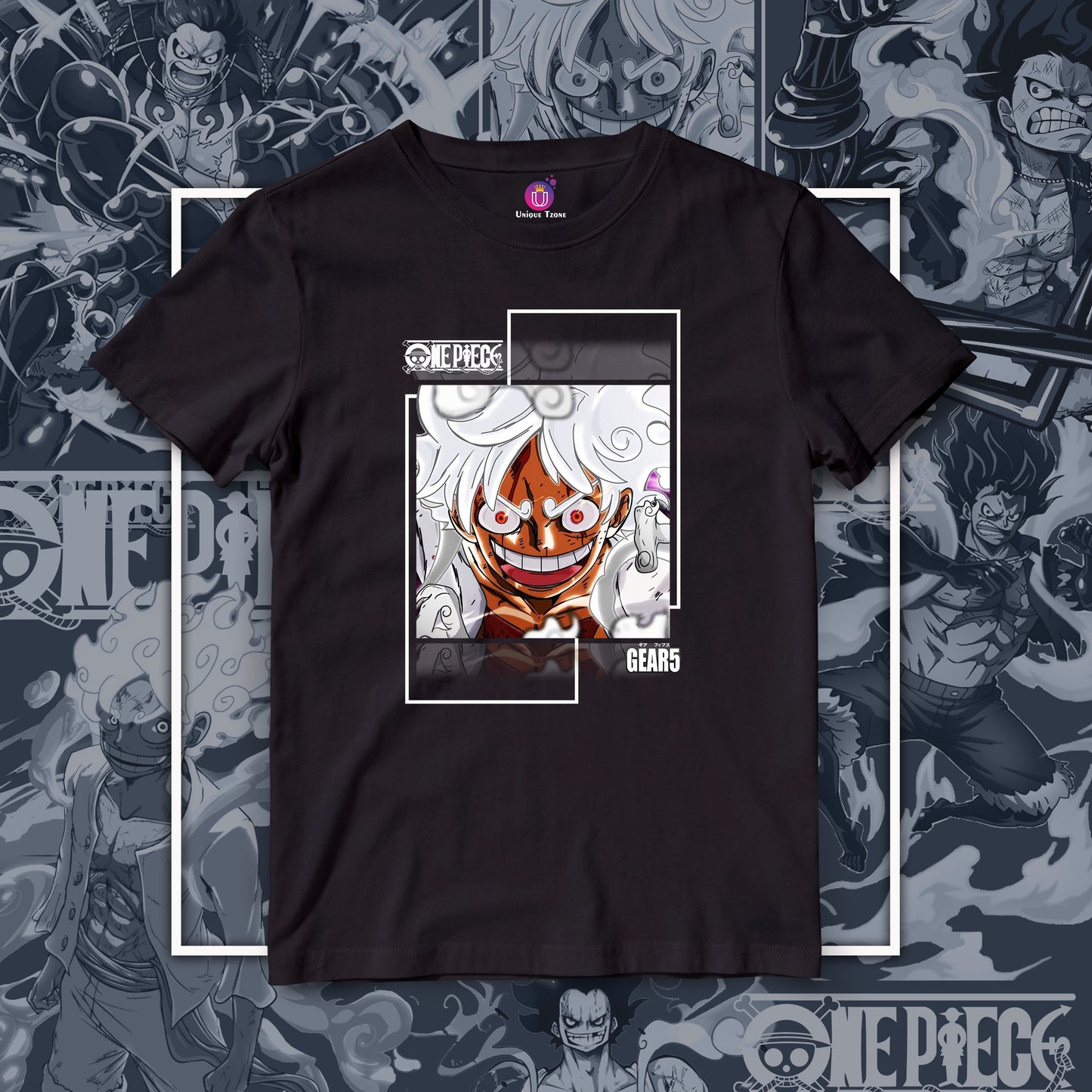 Gear 5 Monkey D Luffy Anime Graphics Half Sleeve Round Neck Unisex Cotton Tshirt