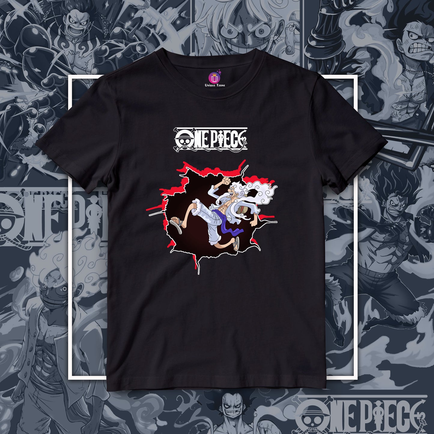 Monkey D Luffy Runnig One Piece Anime Graphics Half Sleeve Unisex Cotton Tshirt