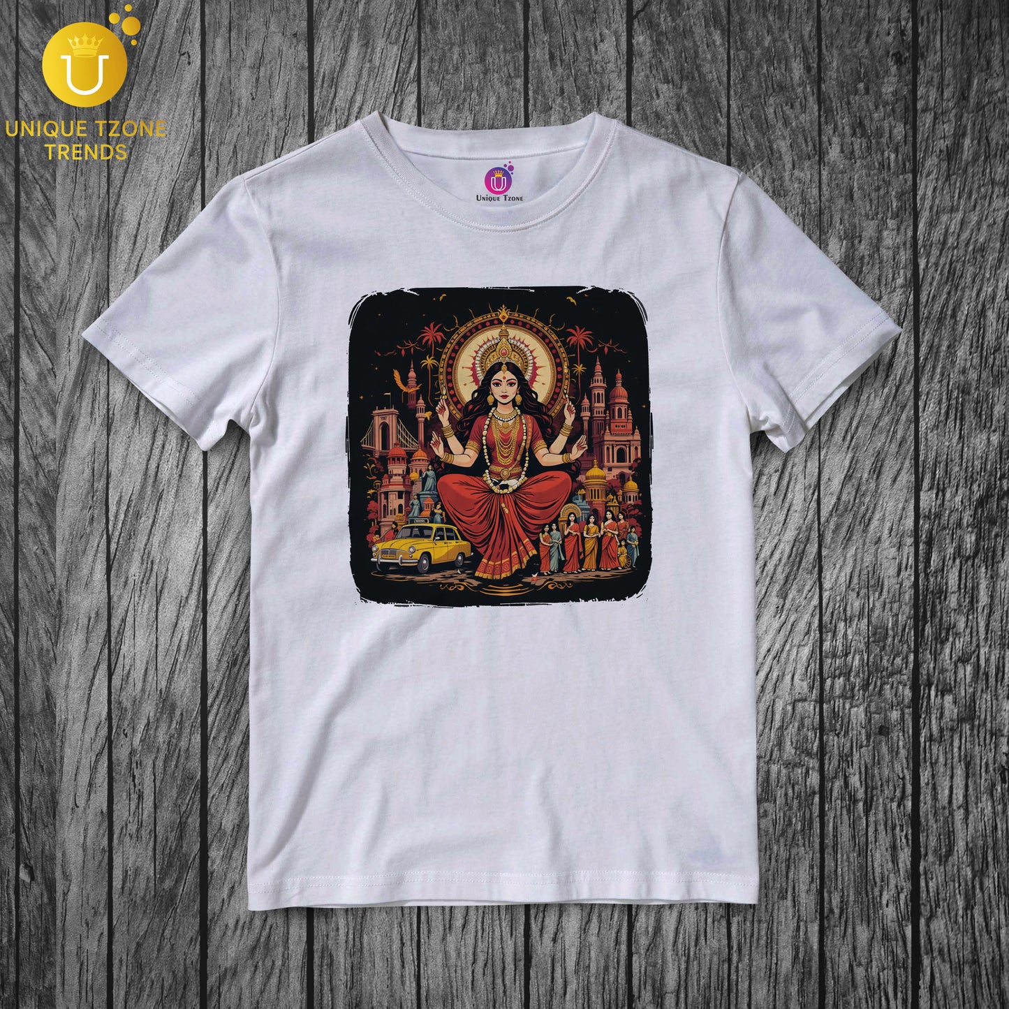 Gen Z Durga Pujo Round Neck Half Sleeve Unisex Pure Cotton Tshirt