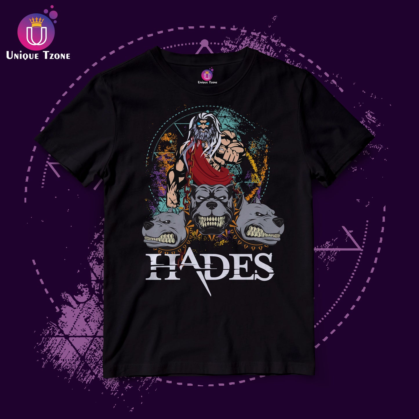 Hades The God Of The Death Unique Graphics Round Neck Half Sleeve Unisex Black Cotton Tshirt