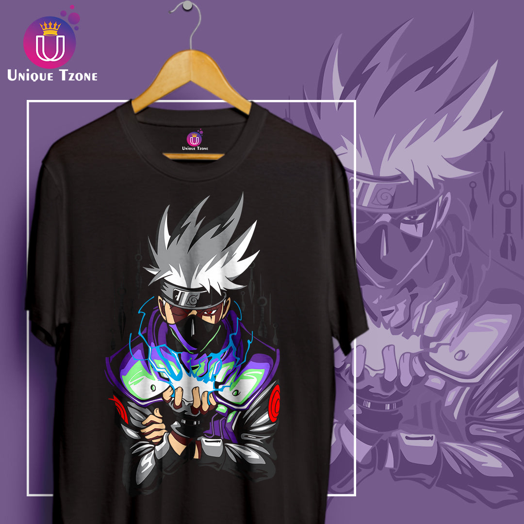 Kakashi Hatake Anime Graphics Round Neck Half Sleeve Unisex Cotton Tshirt