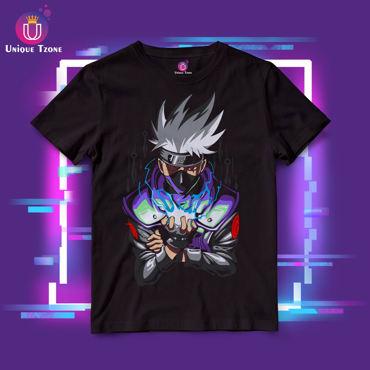 Kakashi Hatake Anime Graphics Round Neck Half Sleeve Unisex Cotton Tshirt